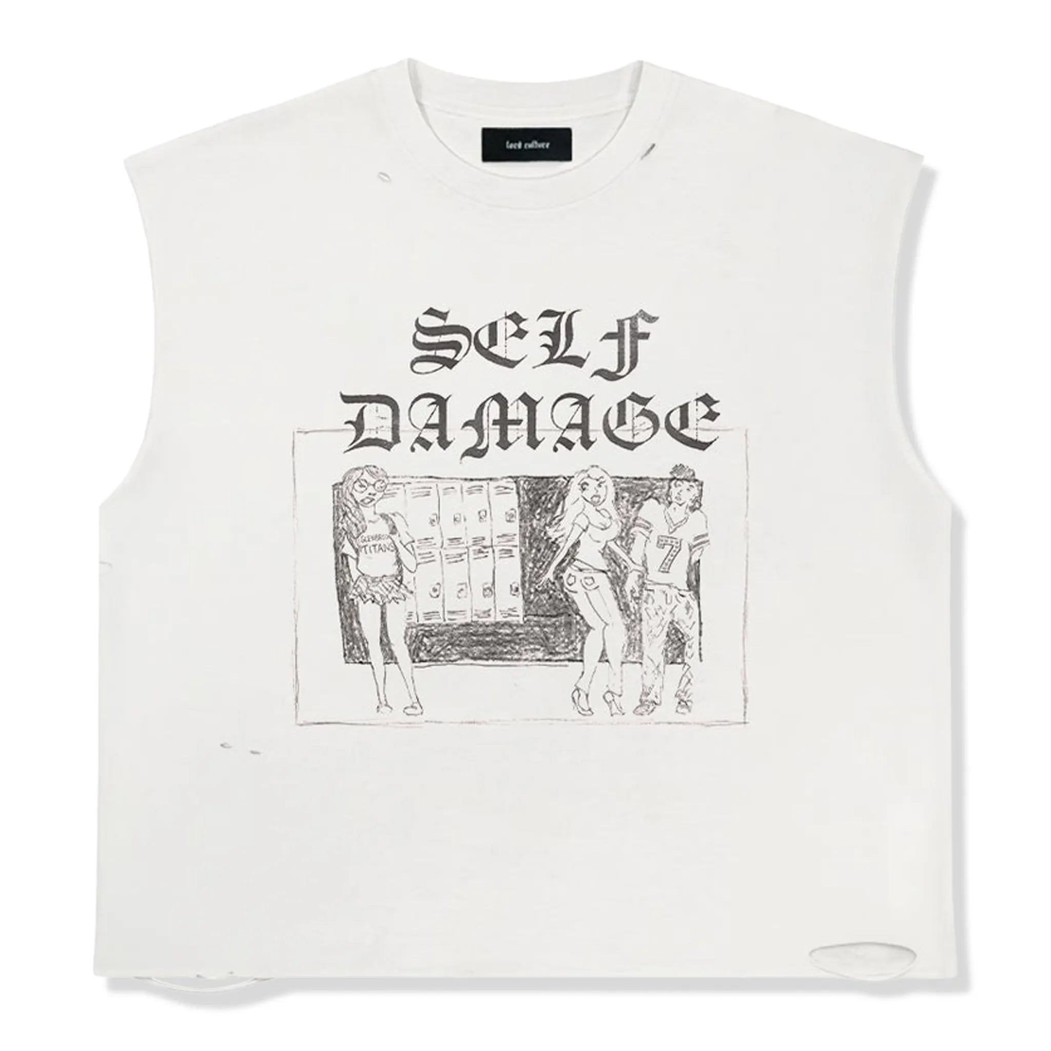 Front View of Lord Culture Self Damage White Vest